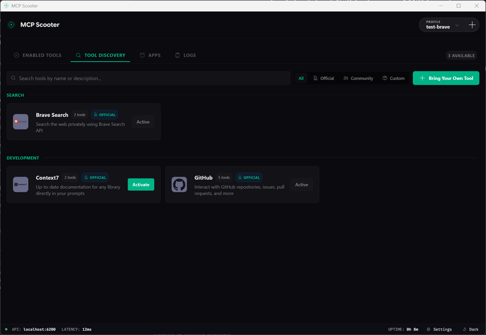 Profile Management Screen
